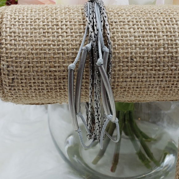 NWOT🆒️INC Silver Tone & Gray Multi Row Bracelet - Picture 7 of 8